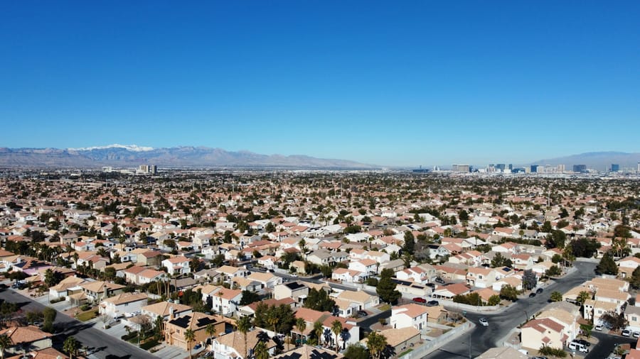 Vista aérea del vecindario Spring Valley, Las Vegas